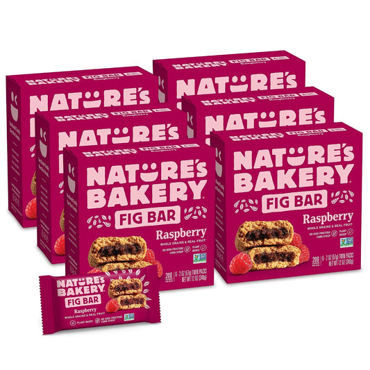 Nature’s Bakery Whole Wheat Fig Bars, Raspberry, Real Fruit, Vegan, Non-GMO, Snack bar, 6 Count (Pack of 6)