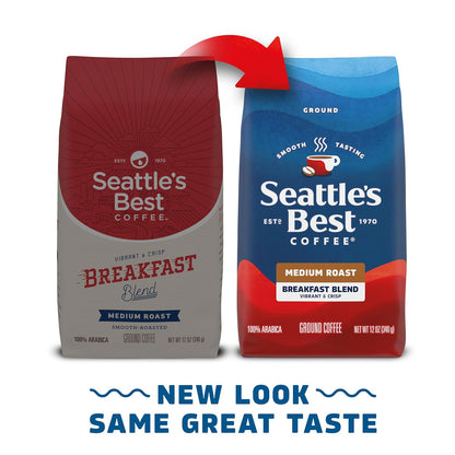 Seattle's Best Coffee Breakfast Blend Medium Roast Ground Coffee | 12 Ounce (Pack of 6)