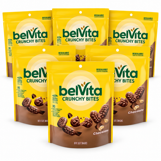 belVita Bite Size Snacks, Chocolate Crunchy Bites, 5 oz 6pk