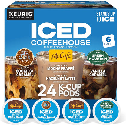 The Original Donut Shop K-Cup Iced Duos Cookies and Caramel Coffee Compatible with Keurig Brewer Medium 96 ct