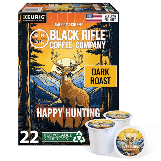 Black Rifle Coffee Company Dark Roast Coffee Pods – 100% Arabica, Bold, Smoky Single-Serve K-Cup Compatible – Veteran-Founded Premium Coffee – Happy Hunting – 22 Count