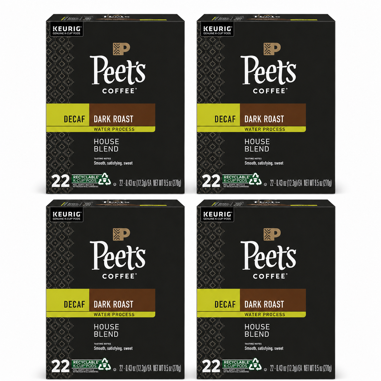Peets coffee decaf dark roast house blend 22ct