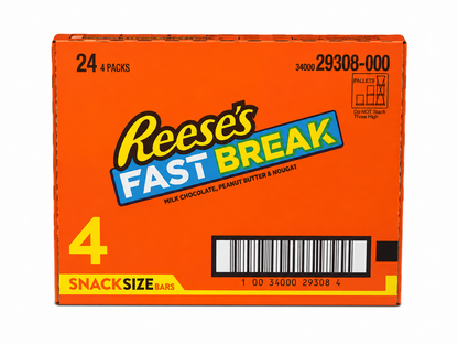 Reese’s Fast Break Snack Size Candy Bars – 4 Bars per Pack, 96 Total Pieces Bulk Case (.67 oz Each)