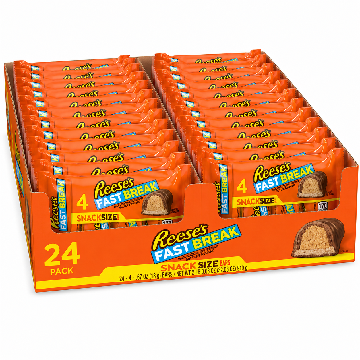 Reese’s Fast Break Snack Size Candy Bars – 4 Bars per Pack, 96 Total Pieces Bulk Case (.67 oz Each)