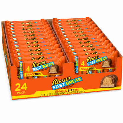 Reese’s Fast Break Snack Size Candy Bars – 4 Bars per Pack, 96 Total Pieces Bulk Case (.67 oz Each)