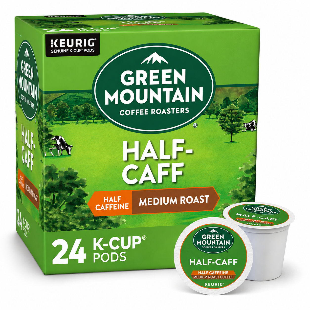 Green Mountain Coffee Roasters Half Caff Coffee, Medium Roast, 24 K-Cup Pods