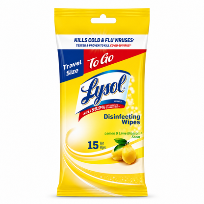 Lysol To Go Disinfectant Wipes, Lemon and Lime Blossom, 15 Count