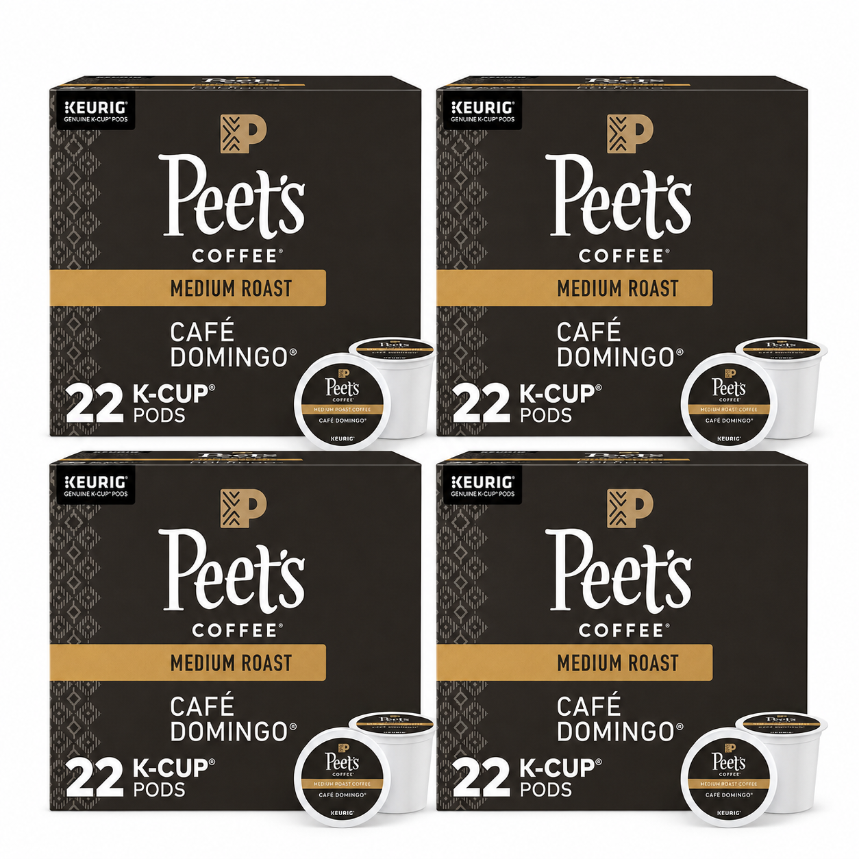Peets Coffee Caf Domingo Coffee Keurig K-Cup Pods Medium Roast 22 ct