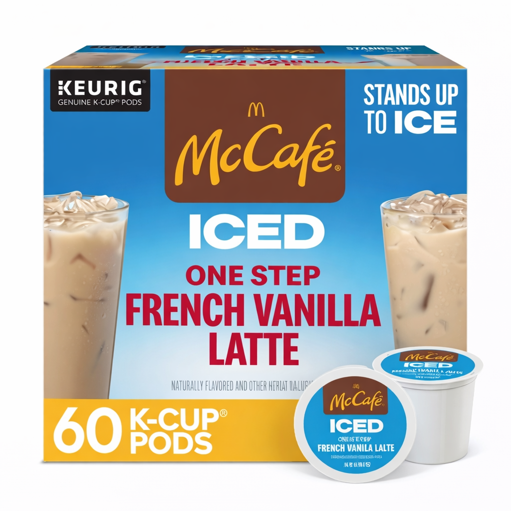 McCafe, ICED One Step French Vanilla Latte K-Cup Coffee Pods, 60 Count