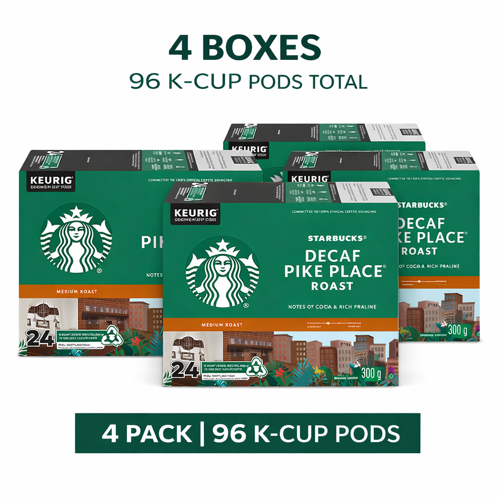 Starbucks K-Cup Coffee Pods, Medium Roast Hot or Iced Coffee, Decaf Pike Place Roast, 96 Keurig Pods