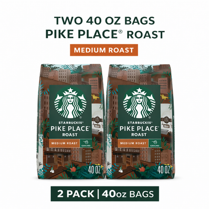 Starbucks Pike Place Medium Roast Ground Coffee 40 oz (2 pack)