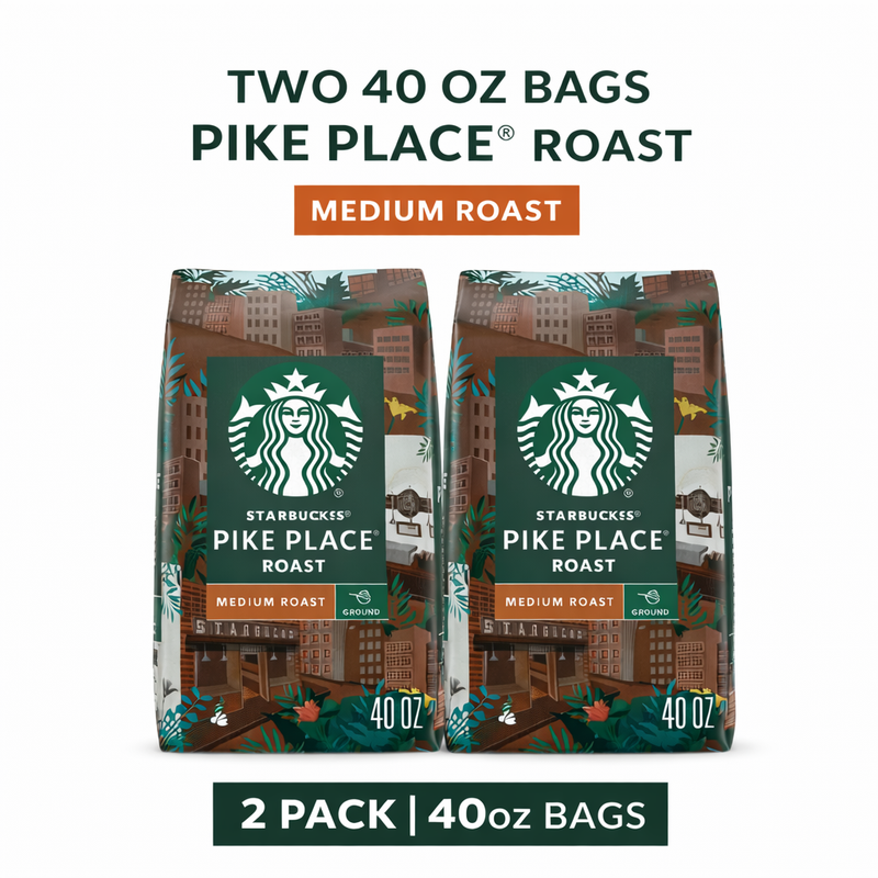 Starbucks Pike Place Medium Roast Ground Coffee 40 oz (2 pack)
