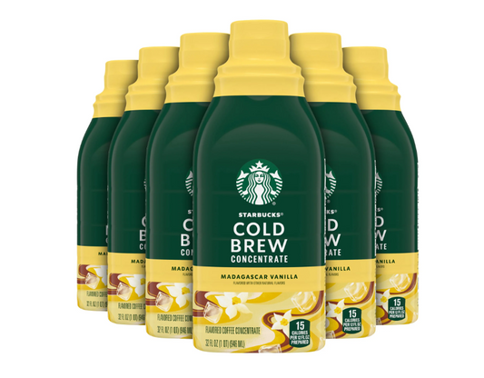 Starbucks Madagascar Vanilla, Cold Brew Coffee Concentrate, Iced Coffee, 32 fl oz (6 pack)