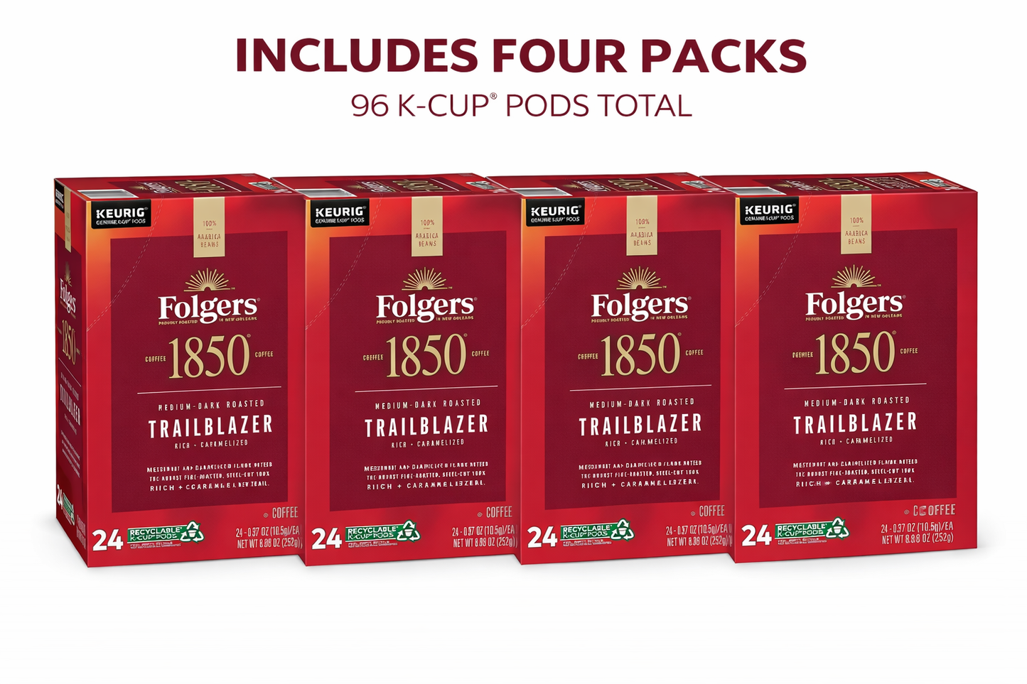 1850 Coffee Trailblazer Medium Dark Roast Coffee K Cups for Keurig Coffee Makers, Medium Roast, 96Count