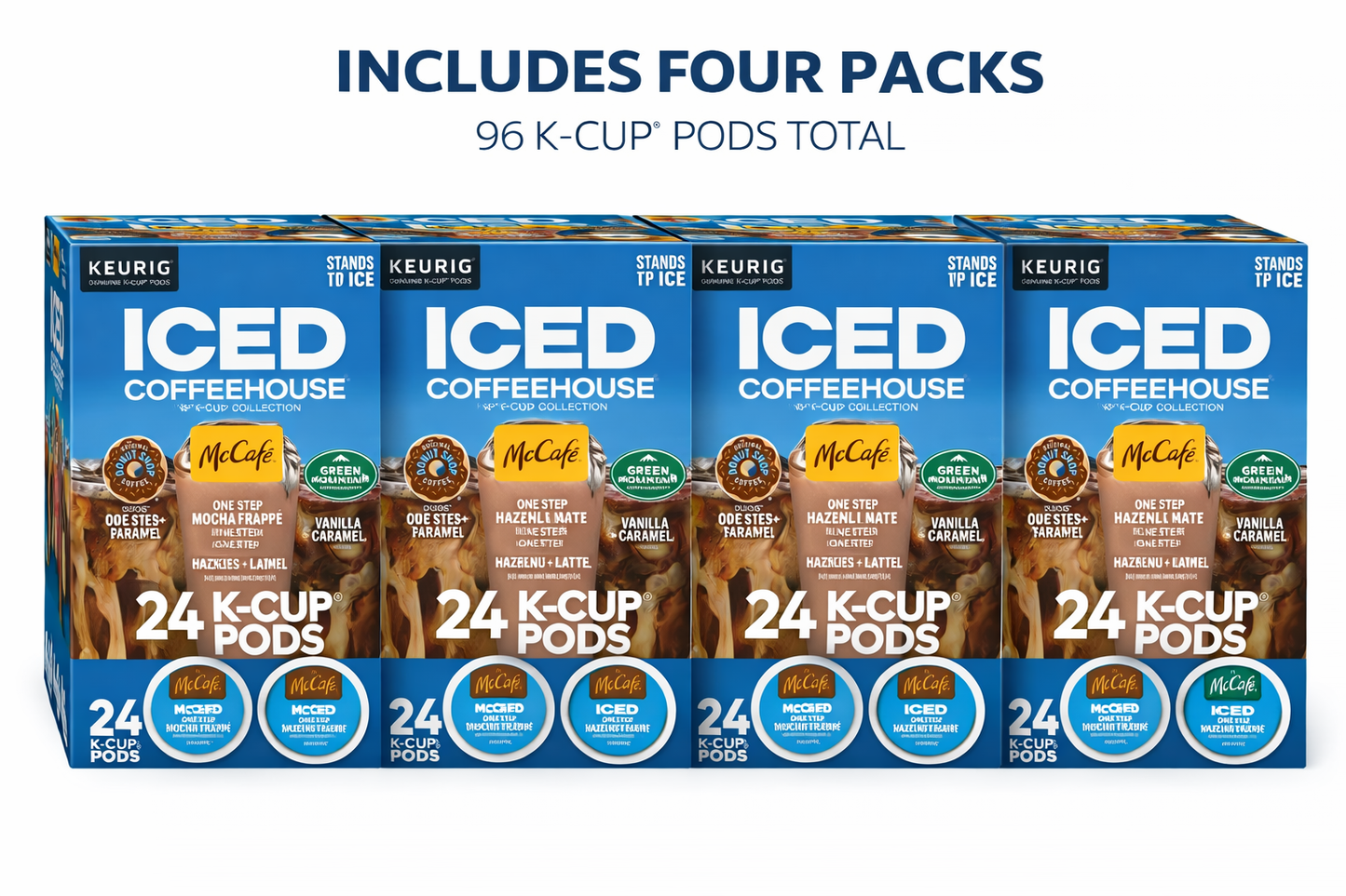The Original Donut Shop K-Cup Iced Duos Cookies and Caramel Coffee Compatible with Keurig Brewer Medium 96 ct