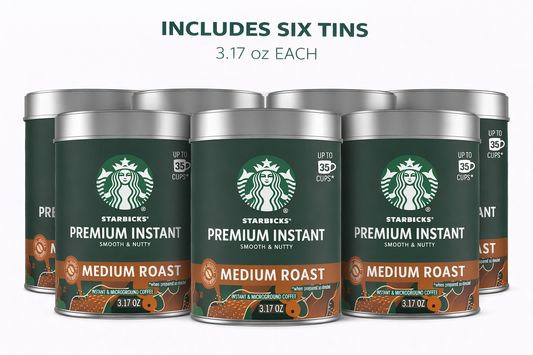 Starbucks Premium Instant Coffee, Medium Roast Coffee, Arabica Beans, Three 3.17 oz Tins 6 pack