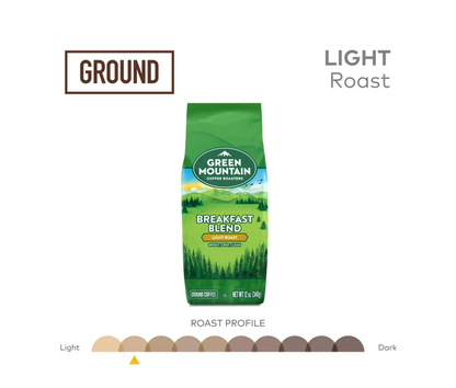 Green Mountain Coffee Roasters Breakfast Blend, Light Roast, Ground Coffee, 12 oz (6 pack)