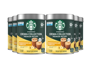 Starbucks Crema Collection Premium Instant Madagascar Vanilla Flavored Coffee, 6 Tins