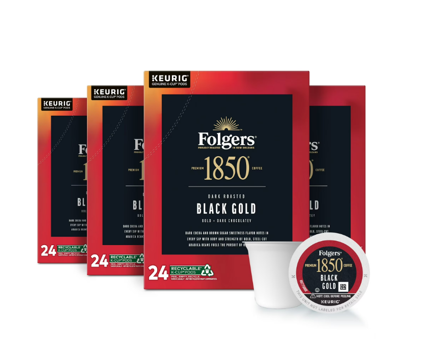 1850 Black Gold, Dark Roast Coffee, Keurig K Cup Pods, 24 Count Box (4 pack)