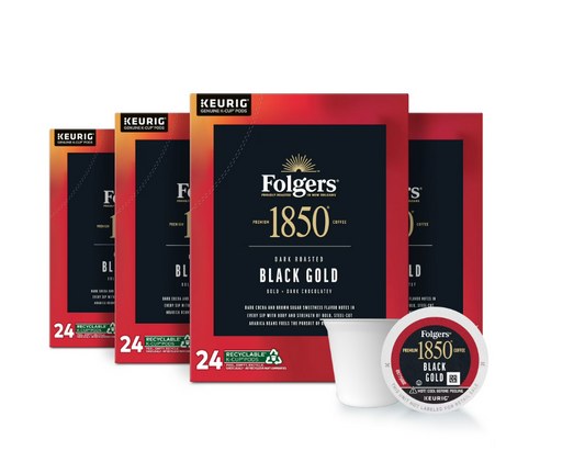 1850 Black Gold, Dark Roast Coffee, Keurig K Cup Pods, 24 Count Box (4 pack)