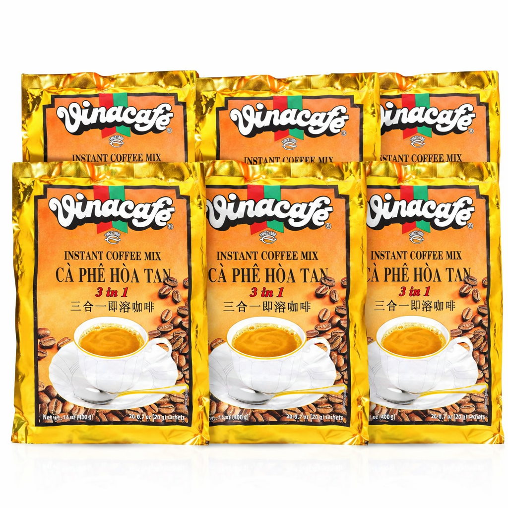 Vinacafe Instant Coffee Packets 3 in 1 Authentic Vietnamese Taste, Balanced Medium Roast Sachets (Pack of 6 | 20 Sachets Per Bag)