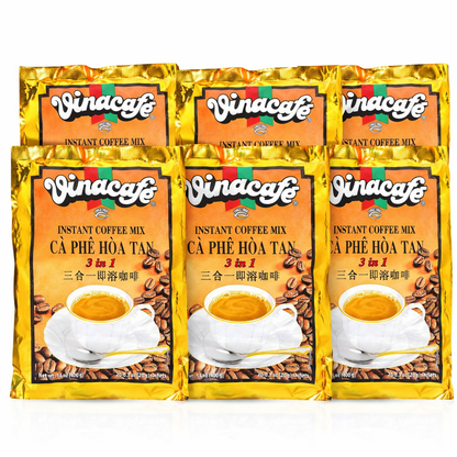 Vinacafe Instant Coffee Packets 3 in 1 Authentic Vietnamese Taste, Balanced Medium Roast Sachets (Pack of 6 | 20 Sachets Per Bag)