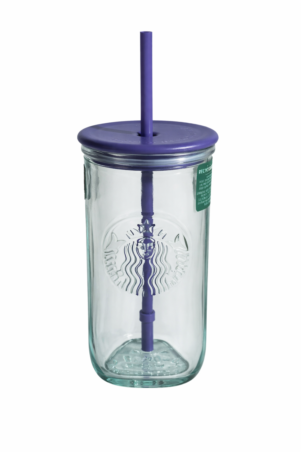 New Starbucks Recycled Triangle Glass 16oz Cold Cup Tumbler Purple