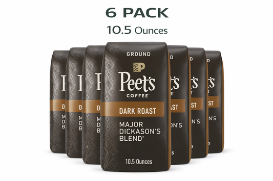 Peet's Coffee Major Dickason's Blend Premium Dark Roast Ground Coffee, Arabica, 10.5 oz (6 pack)