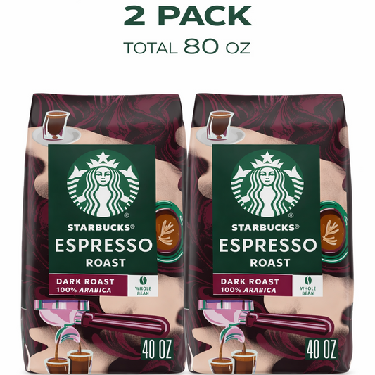 Starbucks Whole Bean Coffee Espresso Roast Dark (80 Ounce) 2pack