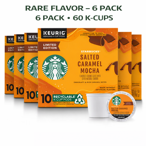 Starbucks Salted Caramel Mocha Bend K-Cup Coffee Pods -Salted Caramel Mocha Blend For Keurig Brewers - 6 Boxes (60 Pods Total)