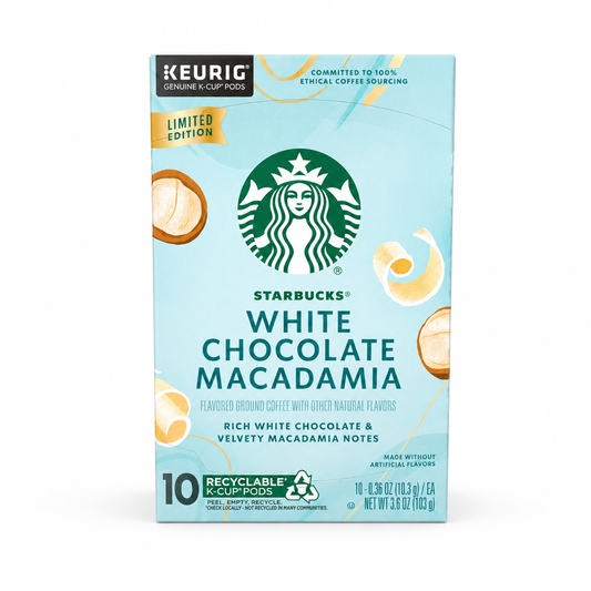 Starbucks Keurig K-Cup Coffee Pods White Chocolate Macadamia Nut Light Roast 10 Count