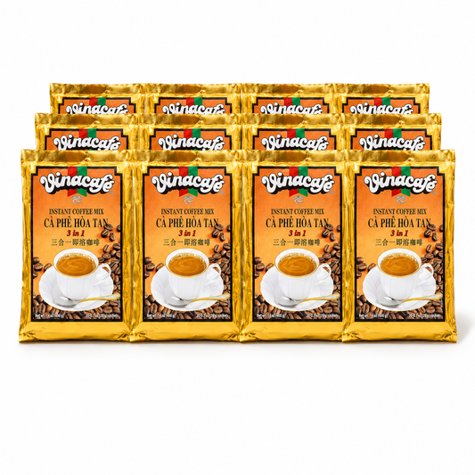 Vinacafe Instant Coffee Packets 3 in 1 Authentic Vietnamese Taste, Balanced Medium Roast Sachets (Pack of 12) 20 Sachets Per Bag