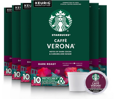 Starbucks K-Cup Coffee Pods, Dark Roast Hot or Iced Coffee, Caffè Verona, 10 Keurig Pods