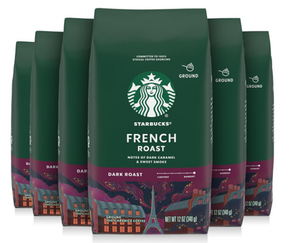 Starbucks Ground Coffee, Dark Roast Hot or Iced Coffee, French Roast, 12 oz Bag