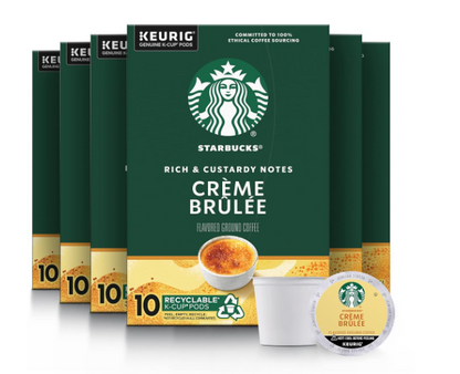 Starbucks K-Cup Coffee Pods, Flavored Hot or Iced Coffee, Creme Brulee, 10 Keurig Pods