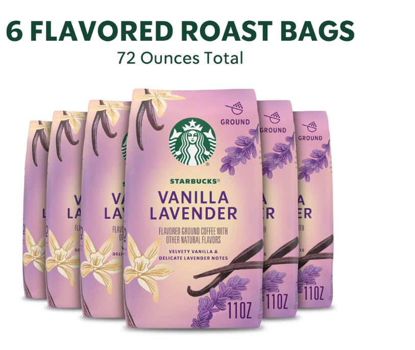 Starbucks Ground Coffee Blonde Flavored Hot or Iced Coffee Vanilla Lavender, 11 oz