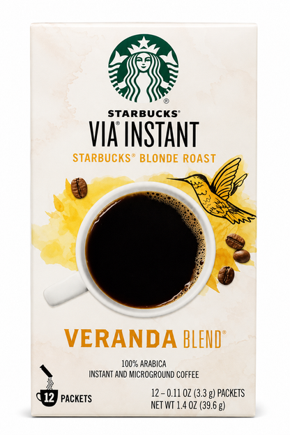 Starbucks VIA VERANDA BLEND INSTANT COFFEE Blonde Roast 12 Pk