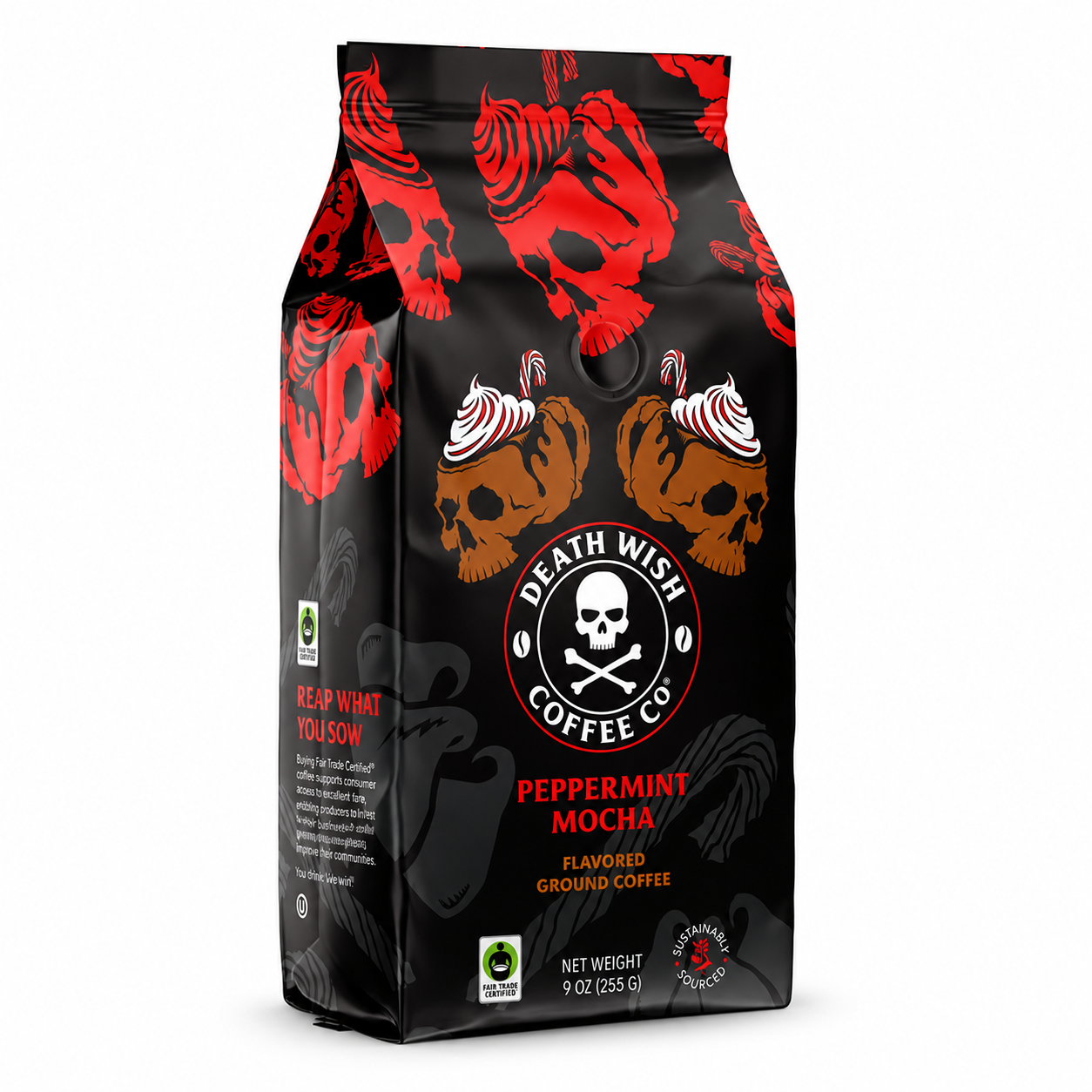 Death Wish Coffee Fair Trade Peppermint Mocha Ground Coffee 9oz