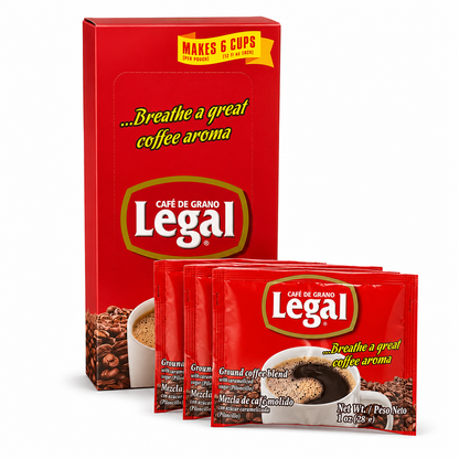 Cafe Legal Ground Coffee Blend 1 oz Envelopes 30 ct With Caramelized Sugar And Cinnamon Mexican Coffee