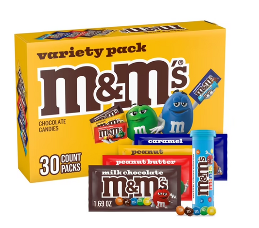 M&M'S Variety Pack Chocolate Candy, Full Size, 30 pk