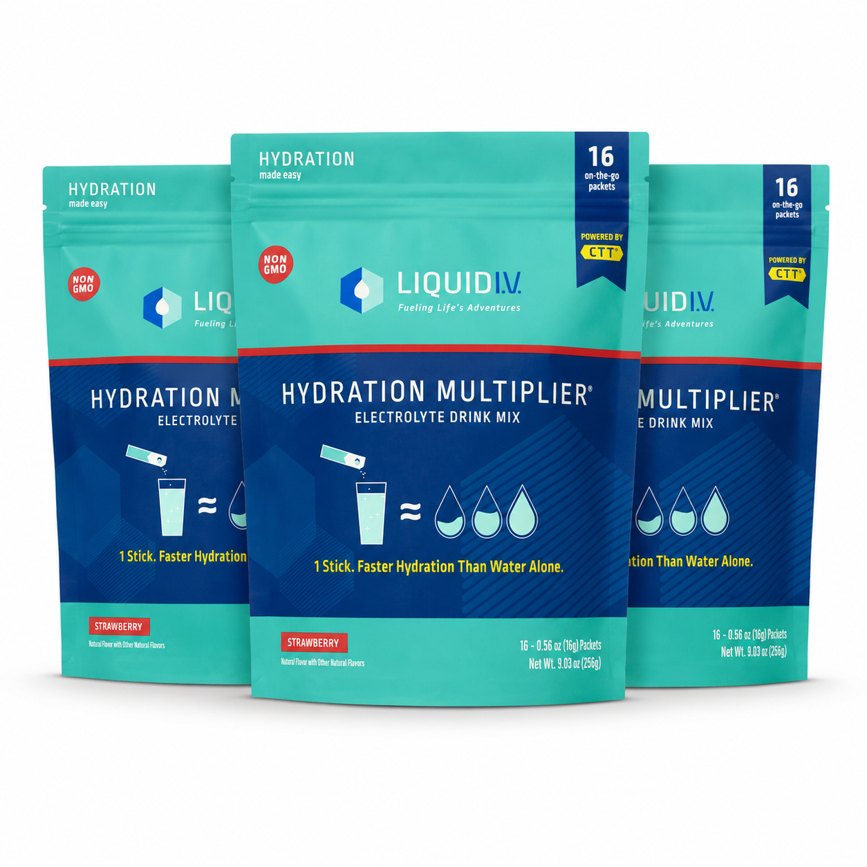 Liquid I.V. Hydration Multiplier - Strawberry Electrolyte Powder Drink Mix 3 Pack (48 Servings)
