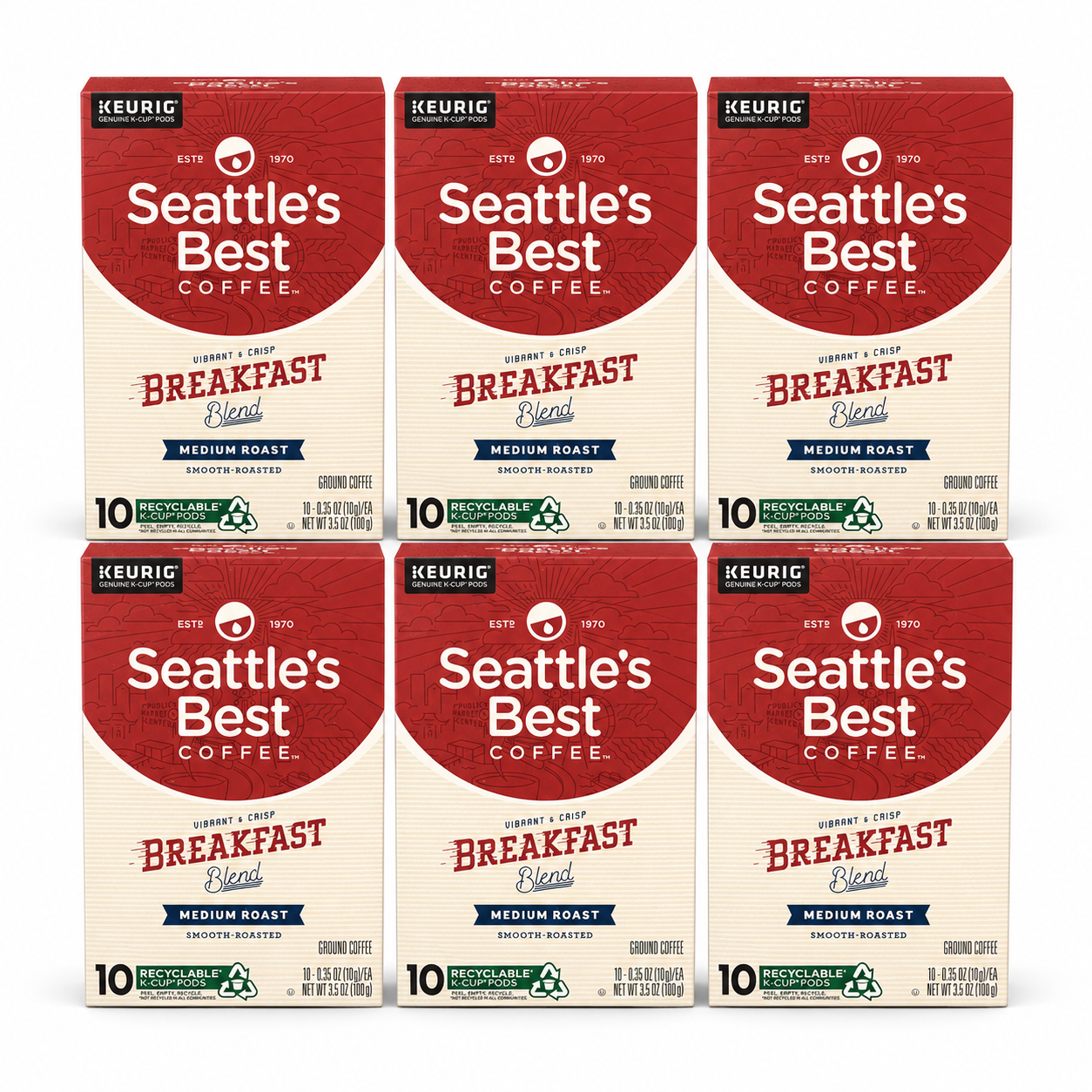 Seattle’s Best Coffee, Breakfast Blend, Medium Roast K-Cup Coffee Pods, 60 Count