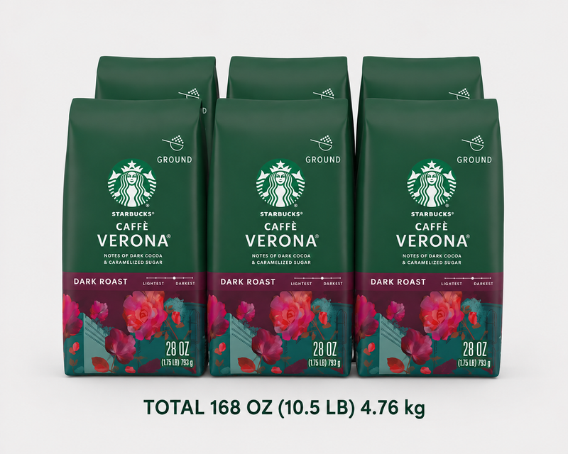 Starbucks Caffe Verona Dark Roast Ground Coffee 28 oz (6 pack)