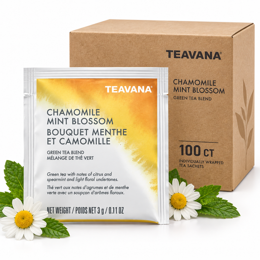 Teavana Chamomile Mint Blossom Green Tea, 100 Count Individually Wrapped Sachets