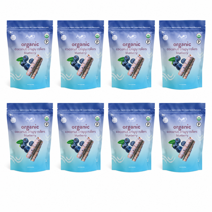 Ava Organics Coconut Crispy Rollers, Blueberry, Gluten Free, Non GMO, 2.8 Ounces (Pack of 8)