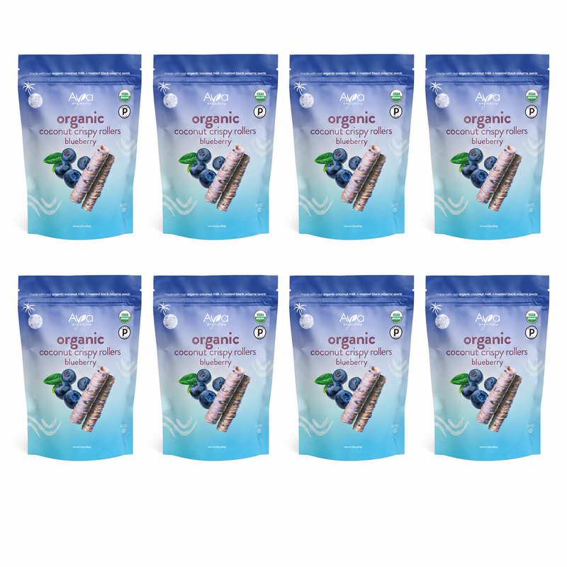 Ava Organics Coconut Crispy Rollers, Blueberry, Gluten Free, Non GMO, 2.8 Ounces (Pack of 8)