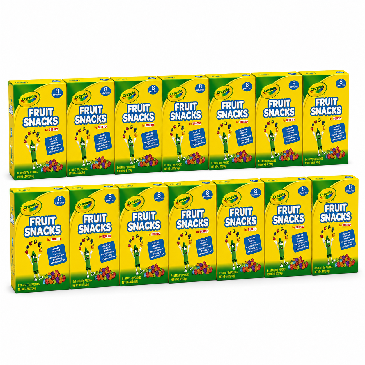 Crayola Fruit Snacks by Bebeto – 8 Pouches (0.6 oz Each) – Fat Free, Vitamin C, No Corn Syrup
