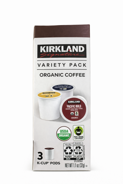 Kirkland Signature K‑Cup Variety Pack 90ct Breakfast Blend, Summit Roast & Pacific Bold Coffee Pods package may vary