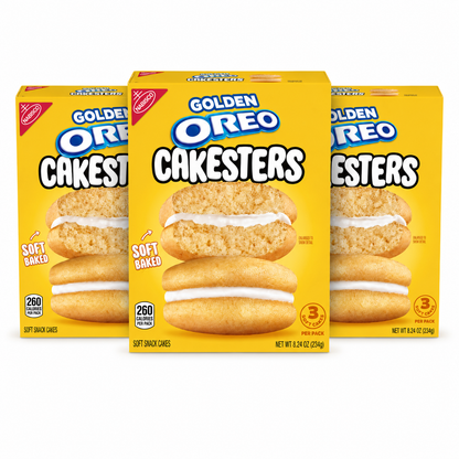 OREO Golden Cakesters Soft Snack Cakes, 8 - 2.02 oz Snack Packs 3 Packs