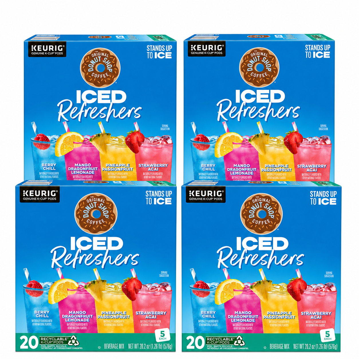 The Original Donut Shop, Iced Refreshers Variety Pack, Strawberry, Pineapple, MangoDragon fruit, Berry Chill, 20ct